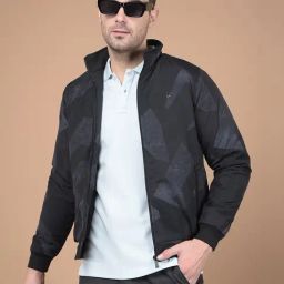 Crimsoune Club Black Regular Fit Printed Bomber Jacket-43