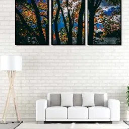 999store Black & Blue Printed Nature Paintings - Set of 3-42