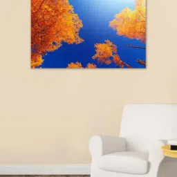999store Orange & Blue Forest In Autumn Canvas Painting-20