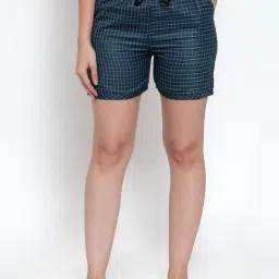 Secret Wish Teal Checks Shorts-image-7
