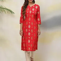 Biba Red Printed Straight Kurta-picture-12