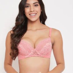 Clovia Baby Pink Under-wired Padded Bralette Bra-image-67