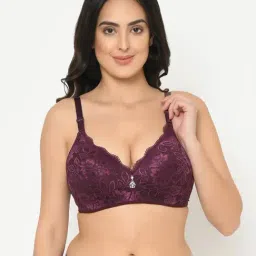 Curvy Love Burgundy Under-Wired Padded Plunge Bra-image-40