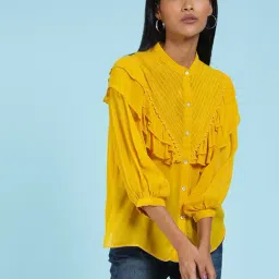 Label Ritu Kumar Yellow Self Design Shirt-picture-30