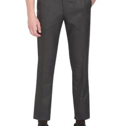 Arrow Dark Grey Regular Fit Heathered Trousers-image-76
