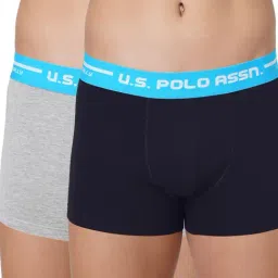 U.S. Polo Assn. Grey & Navy Cotton Regular Fit Trunks - Pack Of 2-16