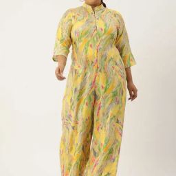 theRebelinme Yellow Printed Plus Size Jumpsuit-image-10