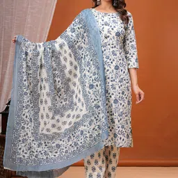 DORIYA Women Floral Printed Regular Kurta with Palazzos & With Dupatta-image-21