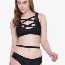 La Intimo Black Solid Beach Bold Bikini Bra & Panty-image-62