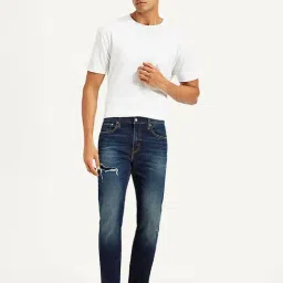 Levi's Navy Cotton Slim Fit Solid Jeans-picture-41