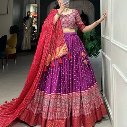 BAESD Printed Semi-Stitched Lehenga & Unstitched Blouse With Dupatta-picture-19