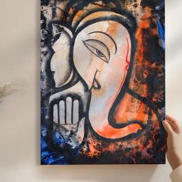 Art Street Black Canvas Ganesh Ji Theme Stretched Painting-picture-21