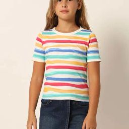 VERO MODA GIRL Multicolor Striped T-Shirt-picture-3