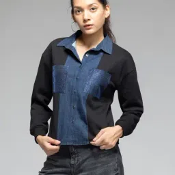 SHAYE Blue Color-Block Casual Shirt-image-92