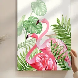 Art Street Green Canvas Flamingo Stretched Painting-picture-39