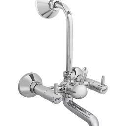 Rocio Ikon Silver Brass Tel Wall Mixer With L-Bend-image-92
