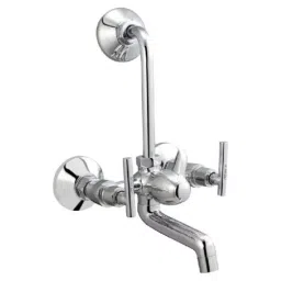 Rocio Linea Silver Brass Tel Wall Mixer With L-Bend-image-29