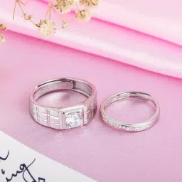 Zavya 925 Silver Everlasting Bliss Rhodium-Plated Solitaire Adjustable Ring for Unisex-image-74