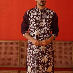 Jompers Men Floral Embroidered Chikankari Floral Kurta-picture-28