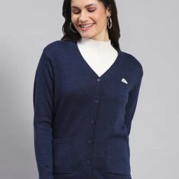 Monte Carlo Navy Wool Regular Fit Cardigan-image-76