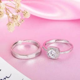 Zavya 925 Silver Sparkling Harmony Rhodium-Plated Adjustable Ring for Unisex-image-55