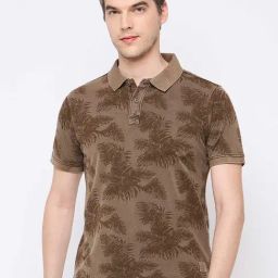 Club York Brown Regular Fit Printed Polo T-Shirt-image-16