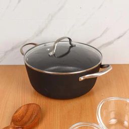 Femora Black Cast Iron Preseasoned Casserole With Lid (24 cm)-14
