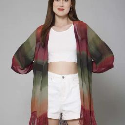 PURYS Multicolored Color-Block Shrug-18