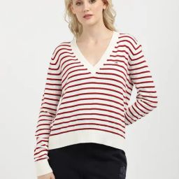 TOMMY HILFIGER Red & White Striped Pullover-image-128