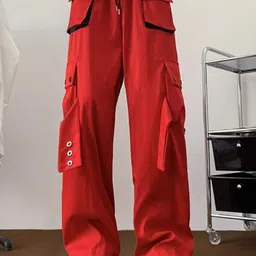 KPOP Men Regular Fit Solid Polyester Trousers-image-35