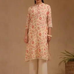 Soch Beige Straight Fit Floral Kurta-picture-49