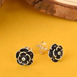 Touch925 925 Silver Floral Rose Stud Earrings for Women-image-26