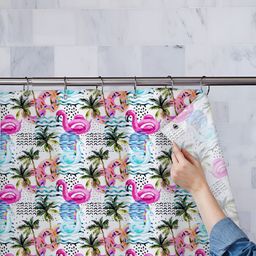 ArtzFolio White & Pink Printed Waterproof Shower Curtain-15