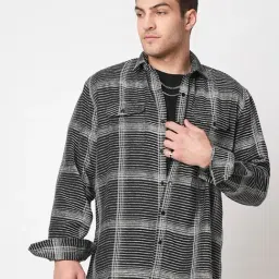 VASTRADO Core Fashion Black Regular Fit Checks Shirt-image-93