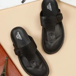Teakwood Leathers Men's Black Thong Sandals-26