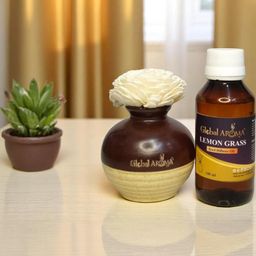 GLOBAL AROMA Lemon Grass Fragracne Ethenic Flower Pot Reed Diffuser Set image 5