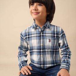 U.S. Polo Assn. Kids Boys Tartan Checked Spread Collar Cotton Casual Shirt-picture-26
