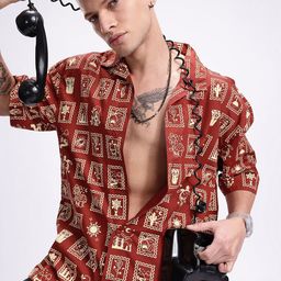 Kook N Keech Oversized Fit Graphic Printed Pure Cotton Casual Shirt-picture-2