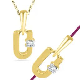 Sri Jagdamba Pearls 92.5 Sterling Silver & 0.12 ct Diamond Rakhi cum Pendant-image-10