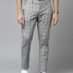 Blackberrys Men Grey Checked B-95 Regular Fit Trousers-image-91