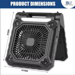 GIGAWATTS Portable LED Solar Fan with Panel 5000 mAh Rechargeable Battery 5 Speed Power, HGN1121 image 4