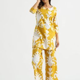 Mamicha Printed Pure Cotton Tunic With Palazzos Co-Ords-image-9