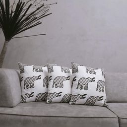 LUSHLYF White & Black Set of 3 Quirky Square Cushion Covers-34