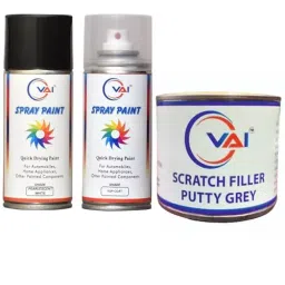 VAI Spray Paint Pearlescent White & Pearl Top Coat ‎225 ml Can Each for Tata with Scratch Filler Putty Grey 200 g, 1 Putty Abrasion Tool and 320 Grits Sandpaper-image-90