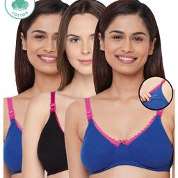 Inner Sense Organic Antimicrobial Laced Soft Nursing Bra Pack Of 3 - Multi Color-19
