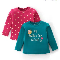 Babyoye Eco Conscious 100% Cotton Knit Full Sleeves Top Polka Dot Print Pack Of 2 - Red & Green-picture-37