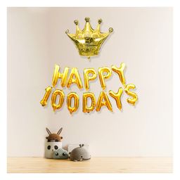 Untumble Gold 100 Days Foil Balloon With Crown Kit - Pack of 13-image-45