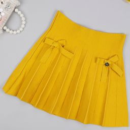 One Friday Pleated & Bow Detailed Skirt - Yellow-image-1