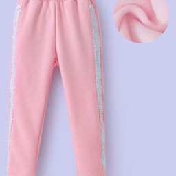 Kookie Kids Full Length Lounge Pant with Lace Detailing- Pink-image-14