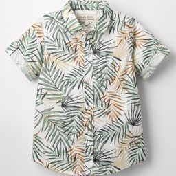 Jash Kids Cotton Woven Half Sleeves Tropical Theme Print Shirt -Green Brown & White-image-19